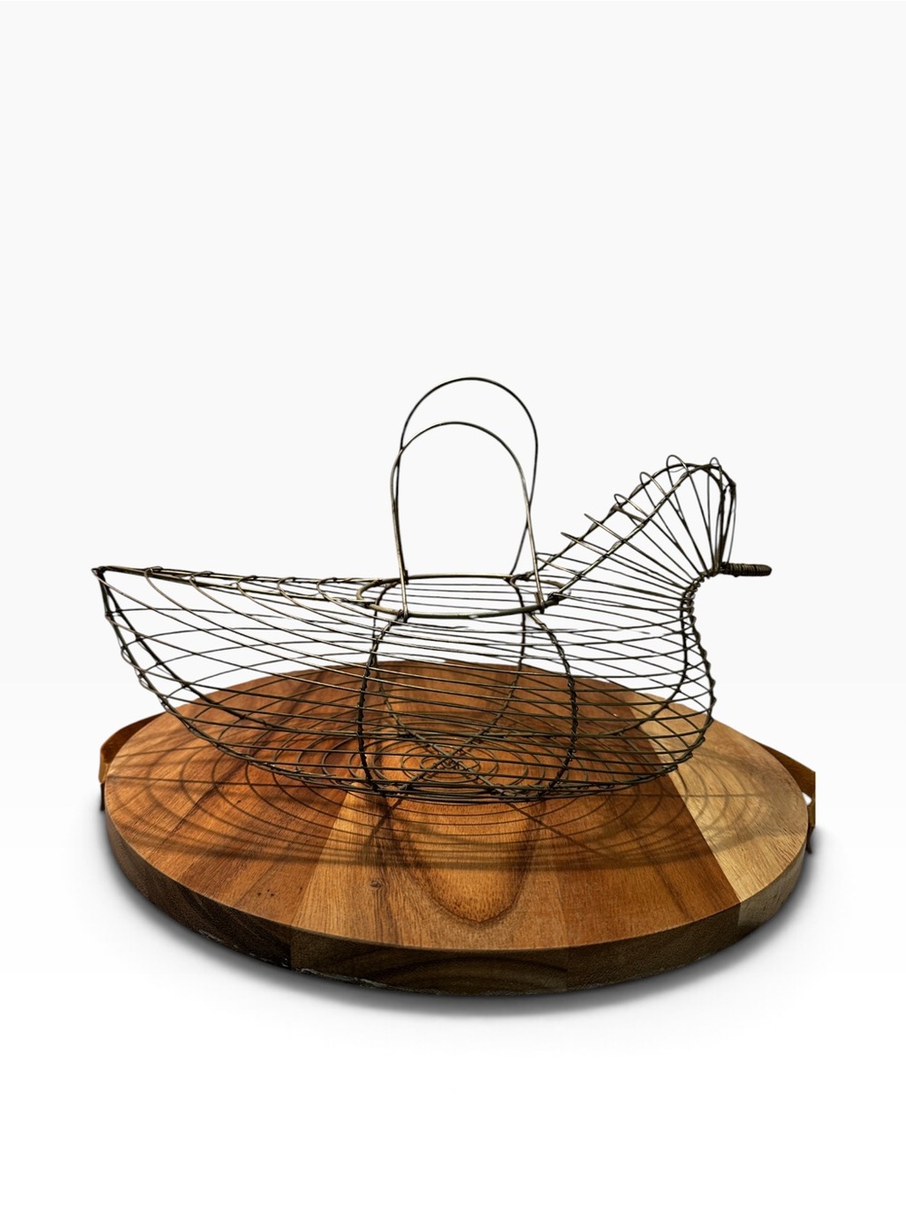 Vintage Wire Chicken Hen Egg Gathering Basket Cottagecore Grandmacore Farmhouse